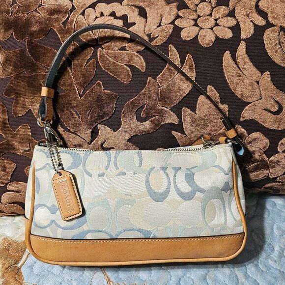 2004 Vintage y2k Coach Demi Shoulder Bag in Blue Optic Signature Monogram Purse - Picture 1 of 6